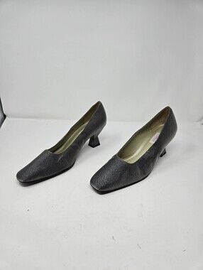 Vintage Fresco Size 11 Heels Silvery And Shiny Square Heel Good Condition